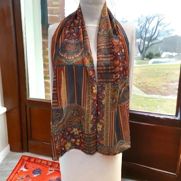 Vintage Multicolor Patterned Scarf - Picture 3 of 6